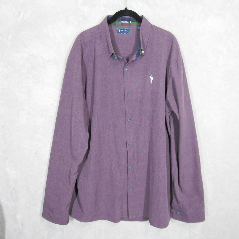 William Murray Button Down Shirt Long Golf Mens XL Purple Heathered Performance